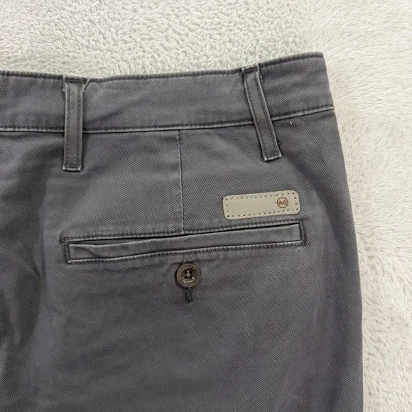 AG Adriano Goldschmied Mens 33x32 Kullen Slim Trouser Gray Chino Pants Italian - Picture 3 of 13